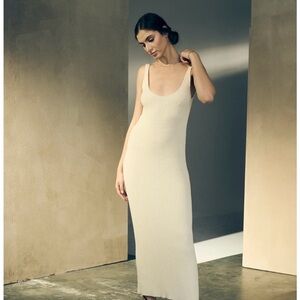 Vincent James Cream Maxi Dress - Regenerative Ribbed Knit Dress